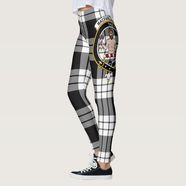 Leggings Scotstee Clan MacFarlane Noir & Blanc Crest Tarta (Gauche)