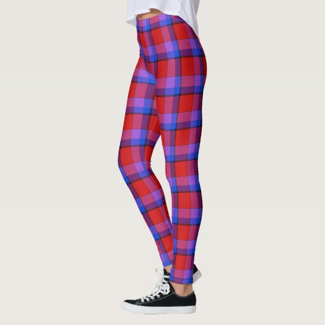 Leggings Scottish Blast Purple et Red Tartan Plaid (Gauche)