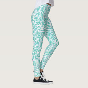 Leggings Scribbleempreintes Turquoise