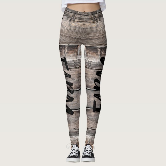 Leggings script rustique chic FARM LIFE sur bois de barnwoo (Devant)