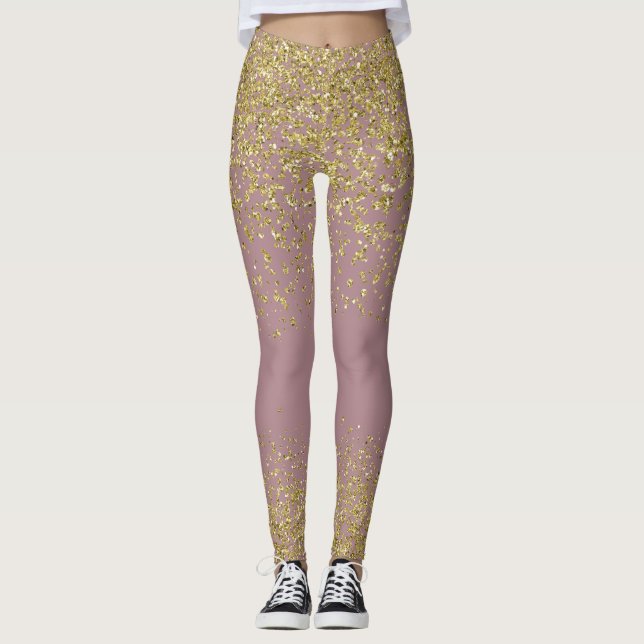 Leggings Se sont levées et les guêtres brillantes d'or (Devant)