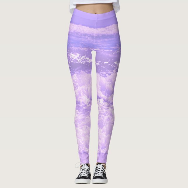 Leggings Sea Ocean Nature Vagues Mousse Eau pourpre (Devant)