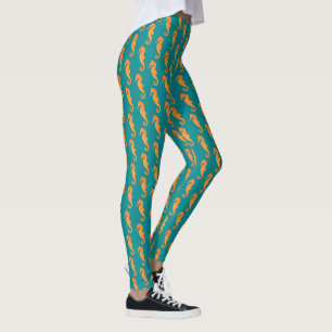 Leggings Seahorse orange silhouette simple motif nautique