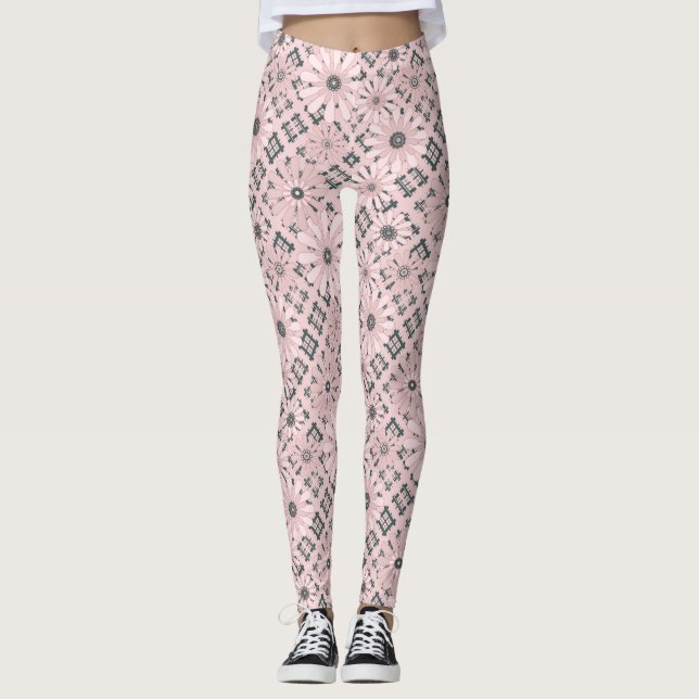 Leggings Seamless abstract moderne checkered plaid floral p (Devant)