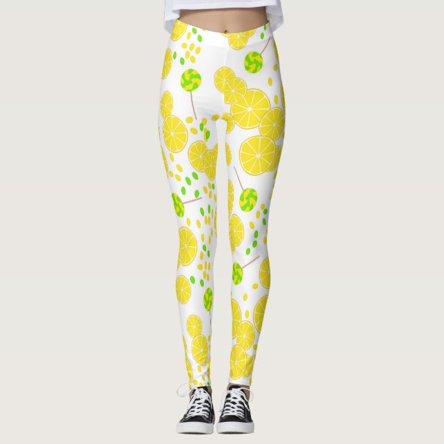 Leggings Seamless bright lemon slices candy lollipops (Devant)