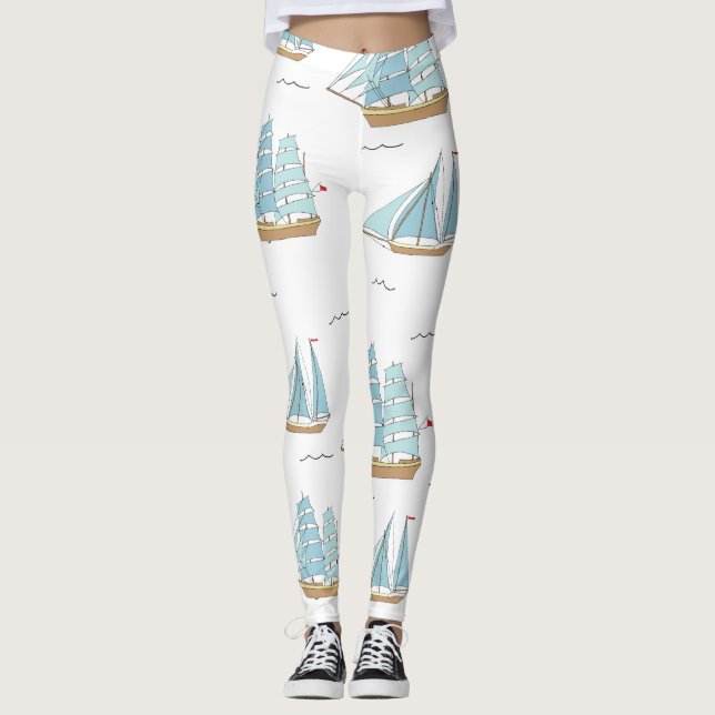 Leggings Seatime été Cute yachts avec voile (Devant)
