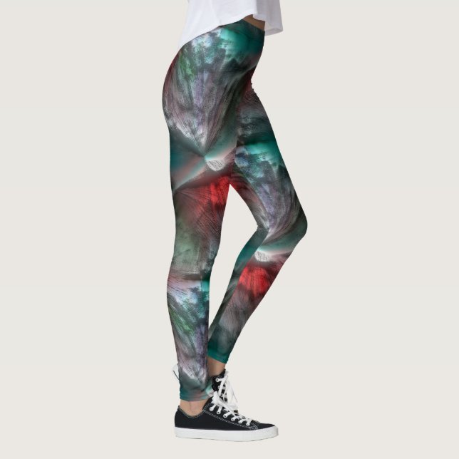 Leggings Sèche numérique en menthe vert argenté à rouge vif (Droite)