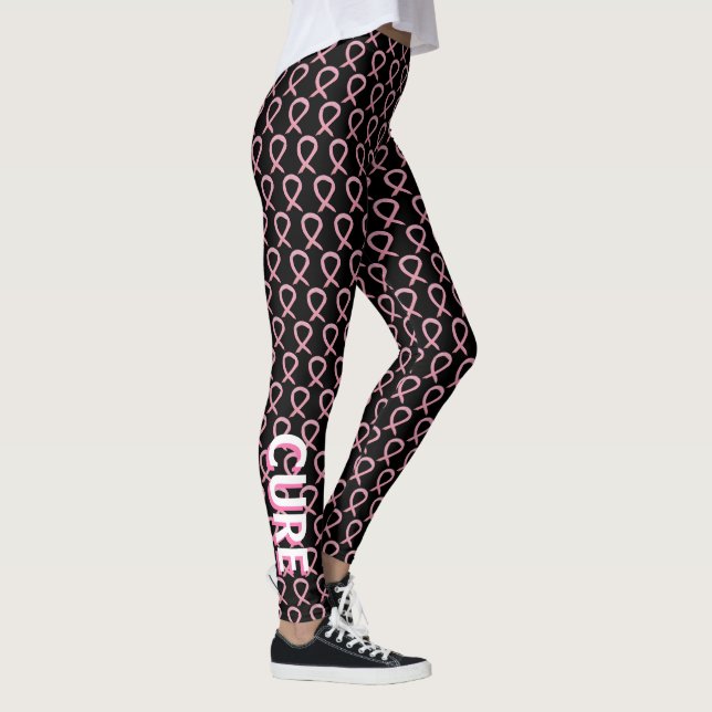 Leggings Sensibilisation rose Ruban Jambes du cancer du sei (Droite)