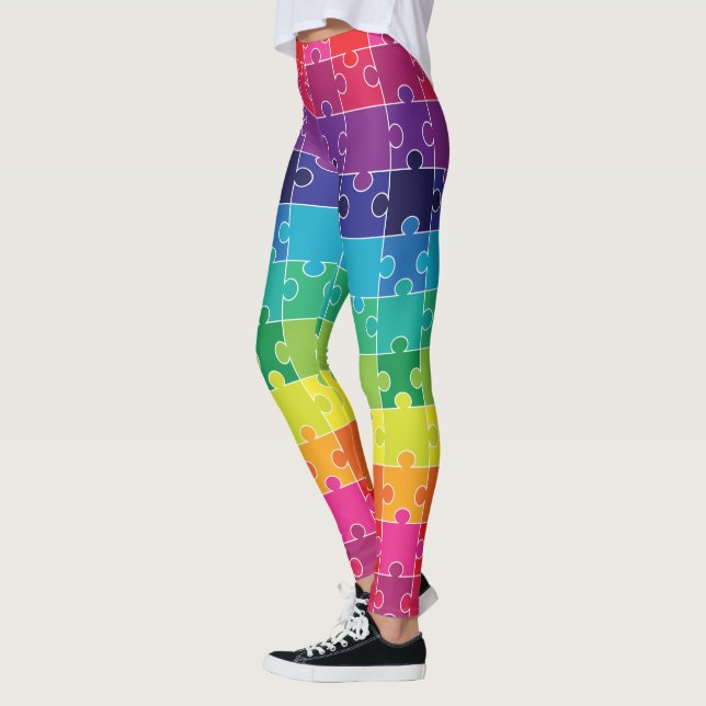 Leggings Sensibilisation sur l'autisme Rainbow Puzzle Pièce (Gauche)