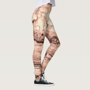Leggings Sépia beige brun moderne brûlé granit orange