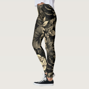 Leggings Sépia tonique Vintage Floral Print