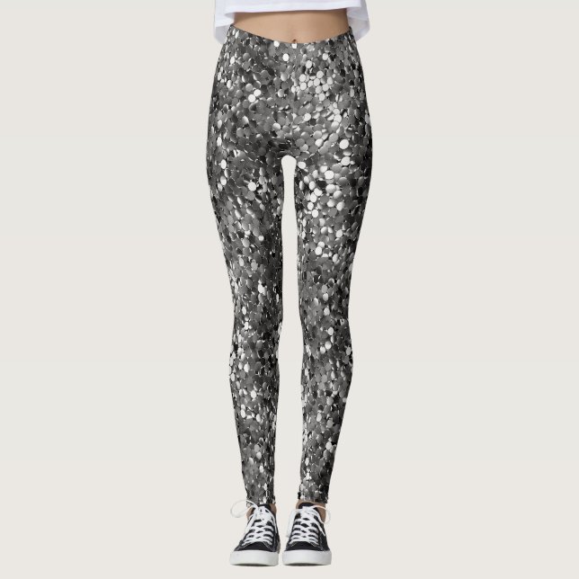 Leggings Séquence métallique en argent (Devant)