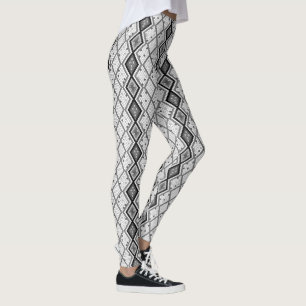 Leggings Séquences blanc et gris Motif géométrique