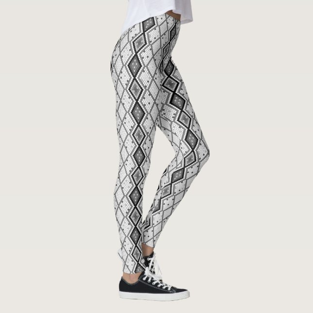 Leggings Séquences blanc et gris Motif géométrique (Droite)