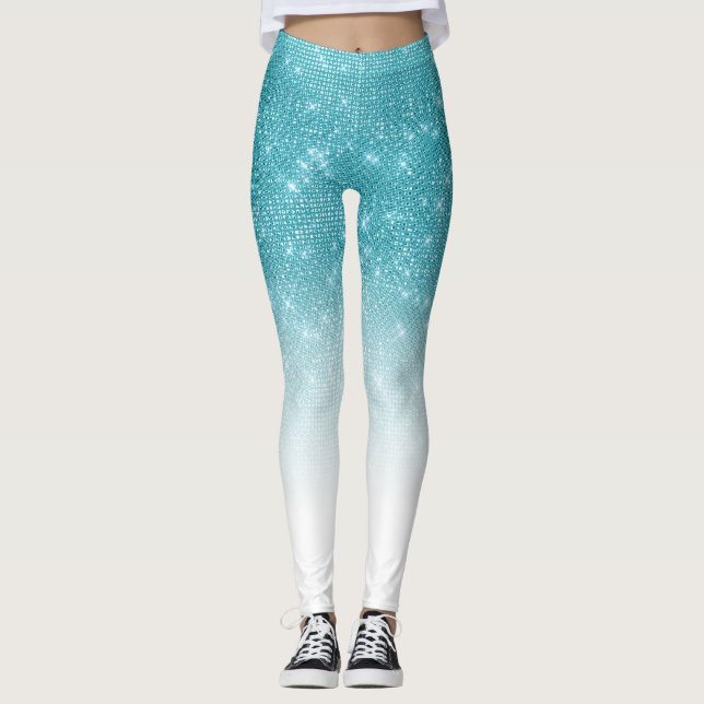 Leggings Séquin Ombre de Parties scintillant Bleu d'Aqua br (Devant)