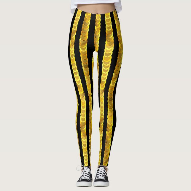 Leggings Séquins motif, perles, strass, mode 3D. (Devant)