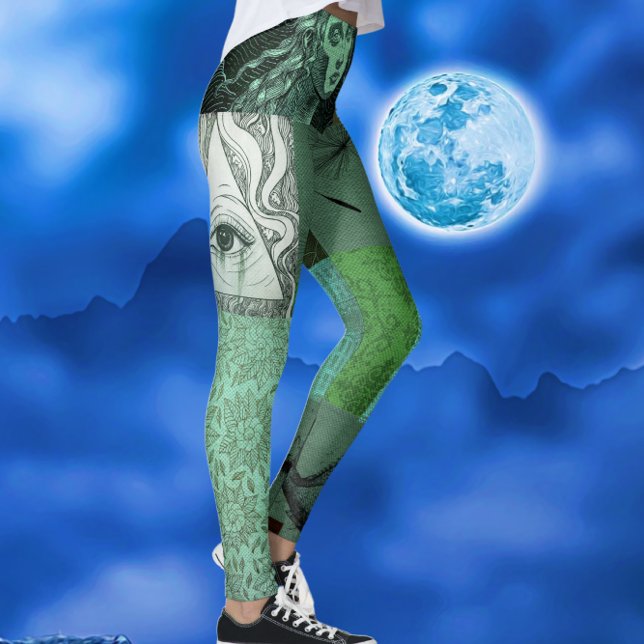Leggings Serene Green Mélange d'humeur Méditation Yoga Art (Créateur téléchargé)
