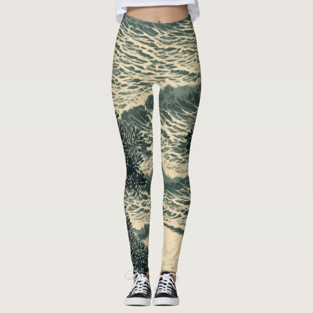Leggings Sérénité balnéaire : Lino Cut Artwork (Devant)