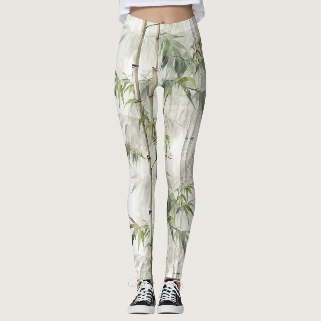 Leggings Sérénité de bambou vert (Devant)
