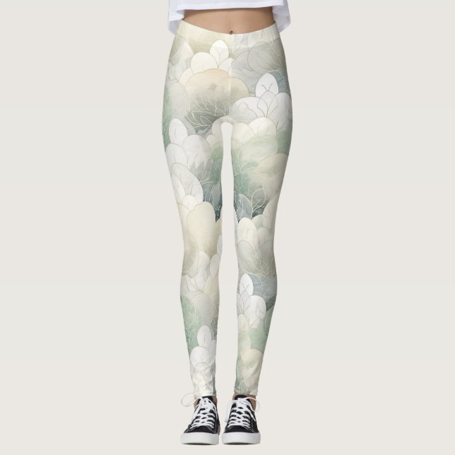 Leggings Sérénité Florale Verte (Devant)