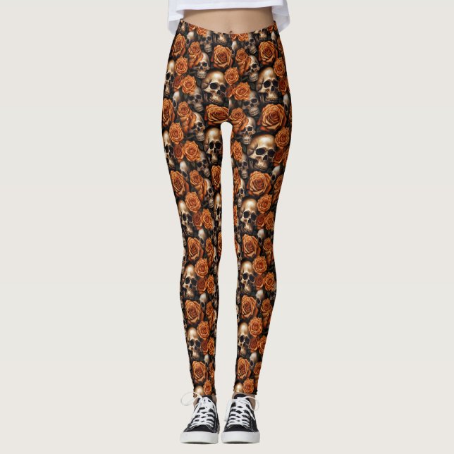Leggings série Skull and Roses Design 9 (Devant)