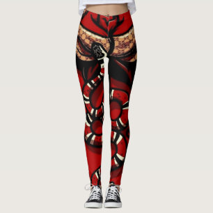 Leggings Serpent rouge de gâteau de velours