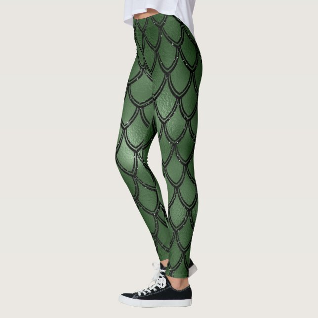 Leggings Serpent Vert Motif Reptile Snake (Gauche)