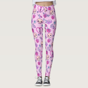 Leggings Serpents Kawaii Et Goth Pastel Rose