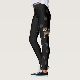Leggings Sesame Shiba Inu Cartoon Chien & Patrouilles Noir