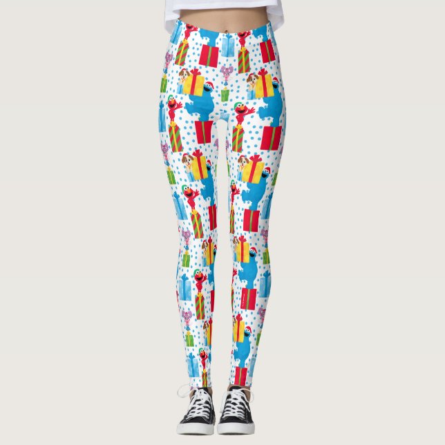 Leggings Sesame Street Noël Présente Motif (Devant)