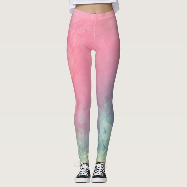 Leggings S'est levée et l'aquarelle de sérénité (Devant)