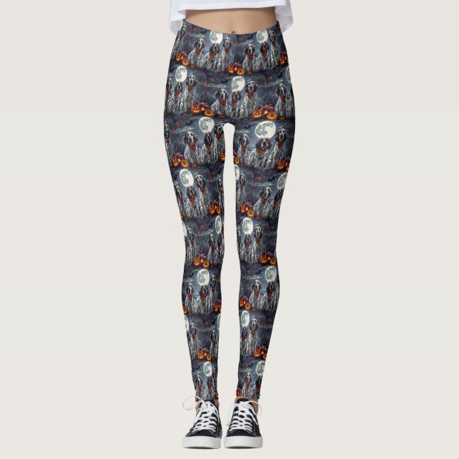Leggings Setter Anglais Halloween Effrayant (Devant)