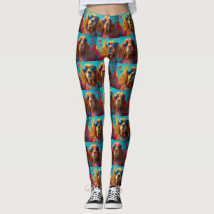 Leggings Setter Rouge Irlandais avec Roses de Cœur pour la
