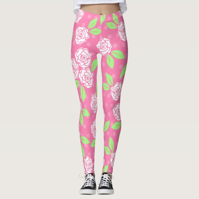 Leggings Shabby Chic Rose Floral (Devant)