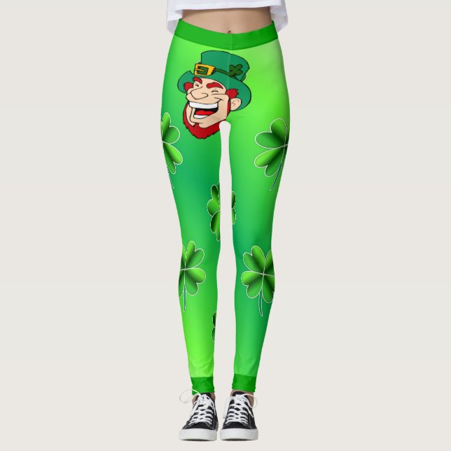 Leggings Shamrock cool et Leprechaun Bright Green Heart (Devant)
