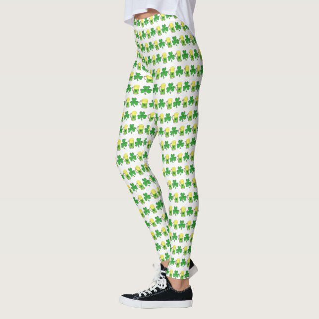 Leggings Shamrock de la Saint Patrick Clover Lucky Green Be (Gauche)