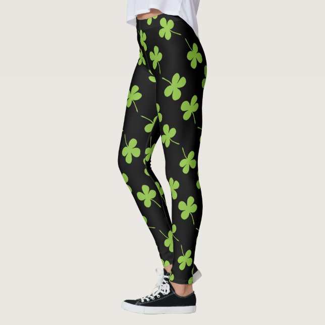 Leggings Shamrock de la Saint Patrick Motif vert (Gauche)