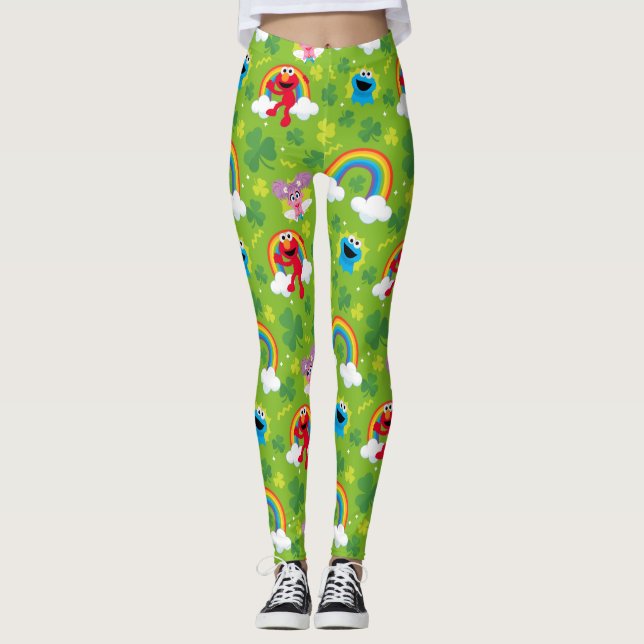 Leggings Shamrock de rue Sesame et Motif arc-en-ciel (Devant)