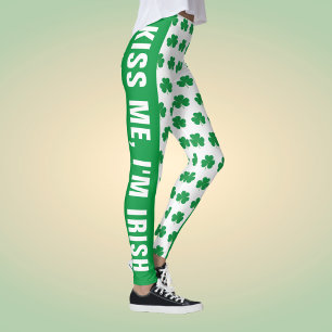 Leggings Shamrock de texte personnalisé Motif de fermeture 