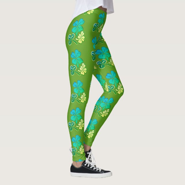 Leggings Shamrock de trèfle Motif vert Saint Patrick`s Day (Droite)