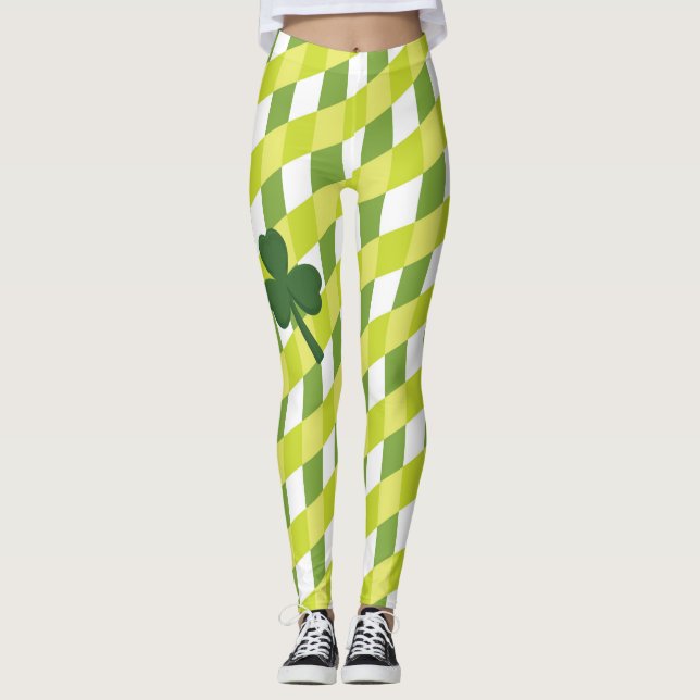Leggings Shamrock & Green Stripes - Soyez irlandais pour un (Devant)