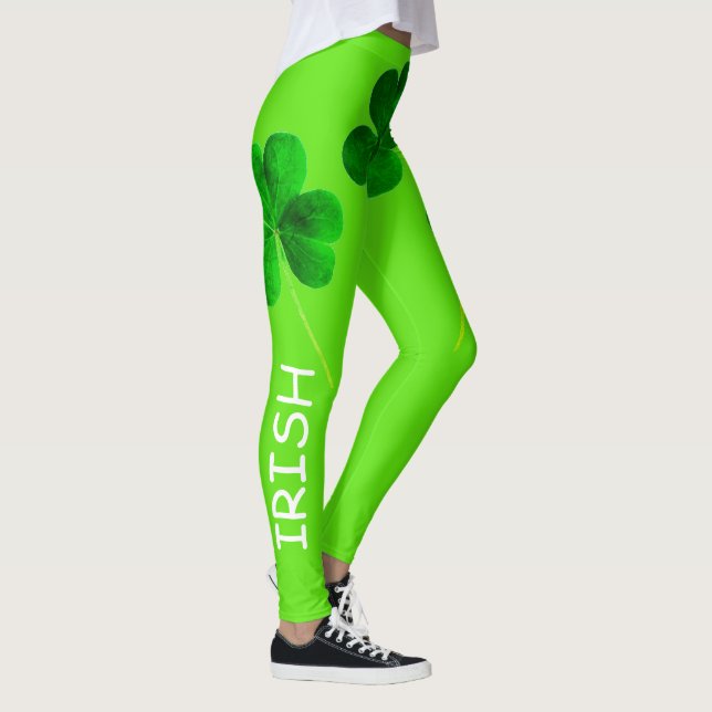 Leggings Shamrock irlandais de la Saint Patrick Neon Green  (Droite)