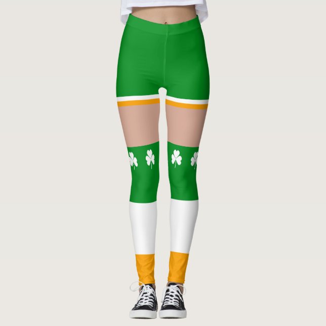 Leggings Shamrock irlandais Jour de la Saint Patrick romant (Devant)