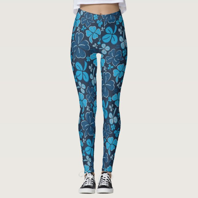 Leggings Shamrock Motif de trèfle bleu Saint Patrick`s Day (Devant)
