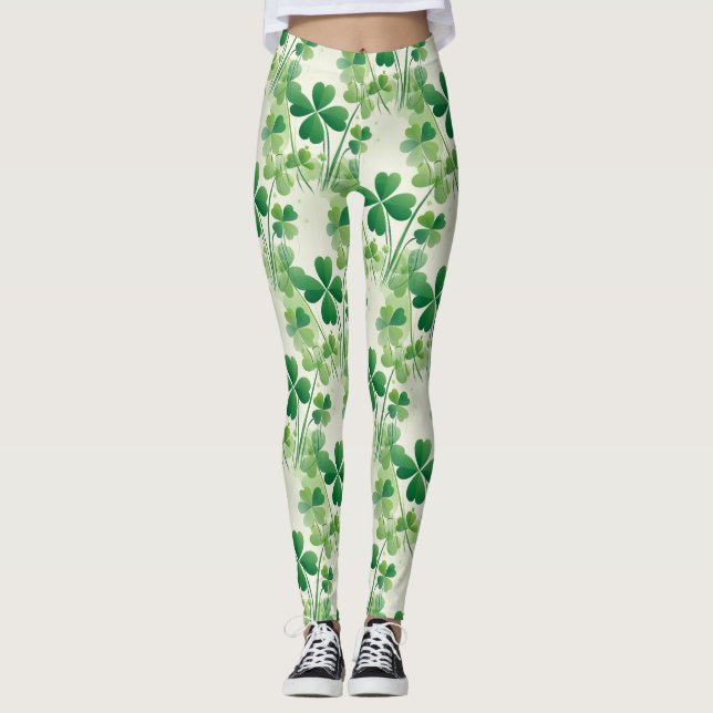 Leggings Shamrock Quatre feuilles Clover St Patrick's Day (Devant)