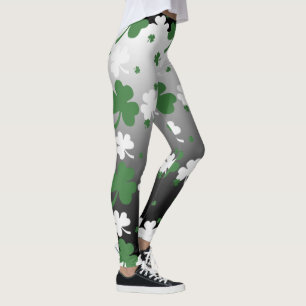Leggings Shamrock, vert et blanc sur terrain grisé
