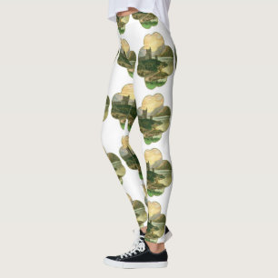 Leggings Shamrock vintage Lucky Gold avec château irlandais