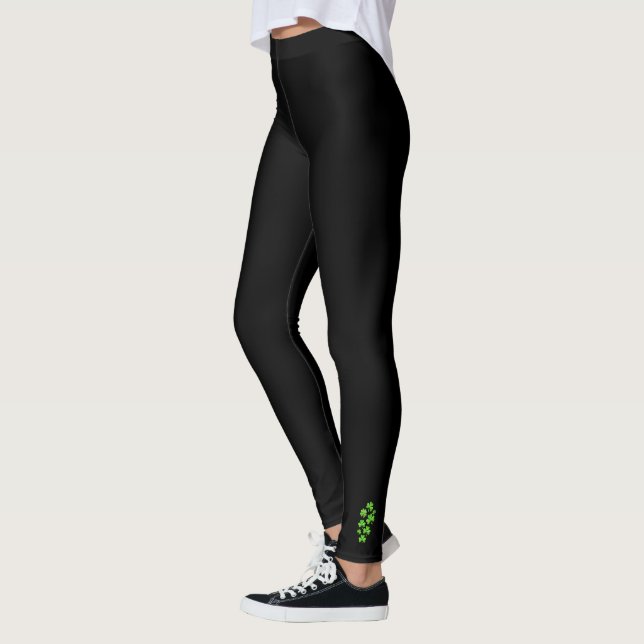 Leggings Shamrocks : Collection d'art noire simple de (Gauche)
