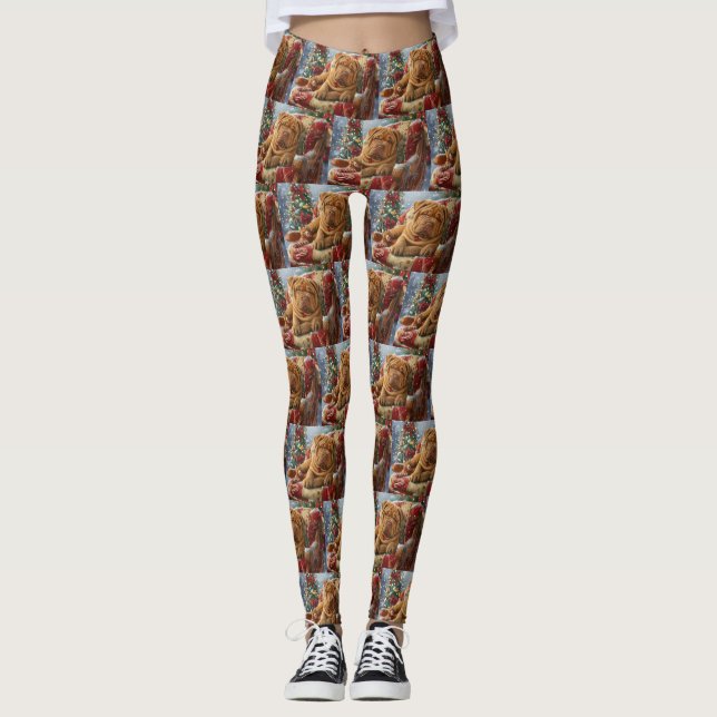 Leggings Shar Pei Chien Fête de Noël (Devant)