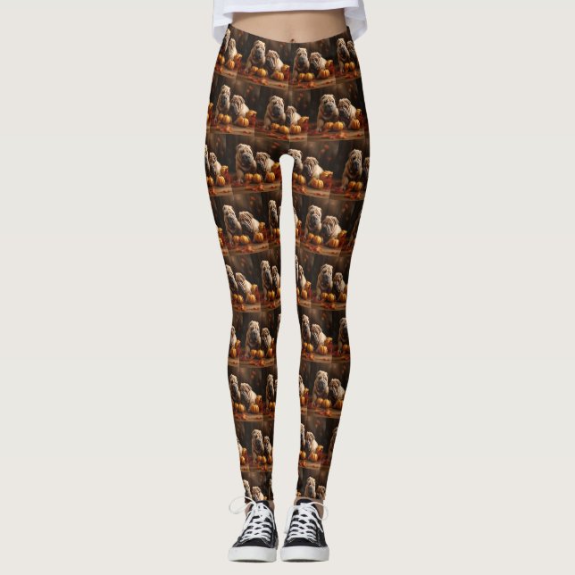 Leggings Shar Pei chiot Autumn Delight Citrouille (Devant)